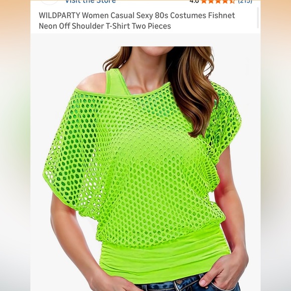 Wildparty Tops - Only Worn Once. Neon Green Fishnet Off Shoulder Top